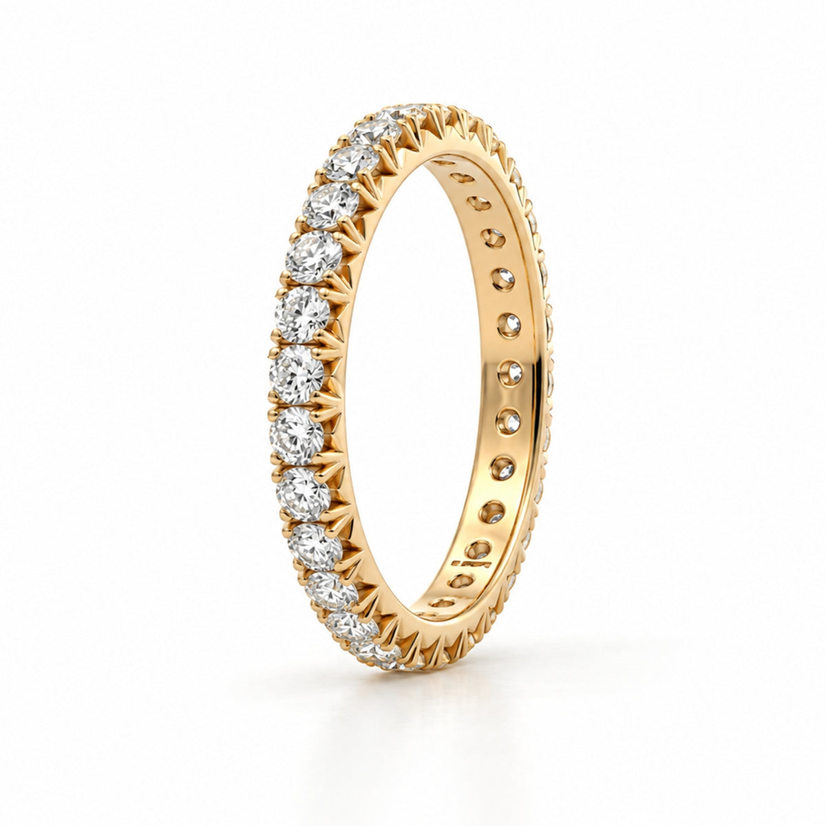 14K Yellow Gold .90CT French Pave' 1.5MM Eternity Wedding Band2944
