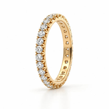 14K Yellow Gold .90CT French Pave' 1.5MM Eternity Wedding Band2944