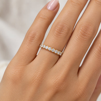 14K Yellow Gold .90CT French Pave' 1.5MM Eternity Wedding Band2944