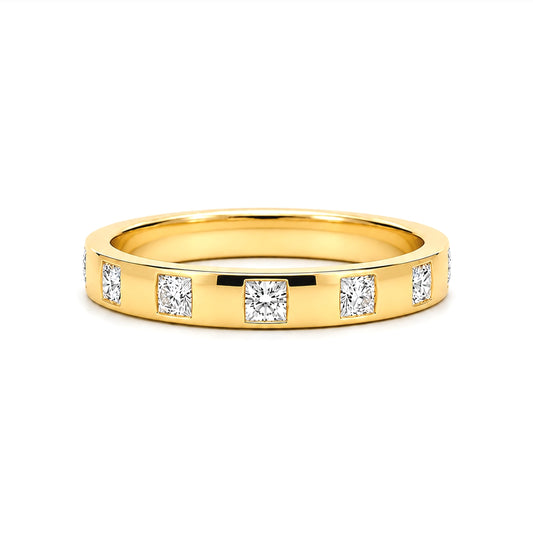 14K Yellow Gold 2.5mm Princess Cut Diamond Wedding BAND83Y