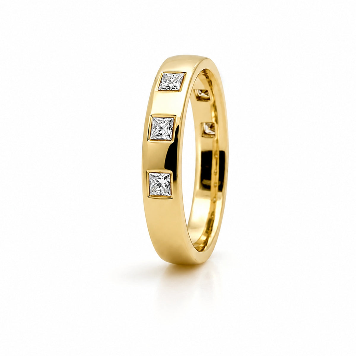 14K Yellow Gold 2.5mm Princess Cut Diamond Wedding BAND83Y