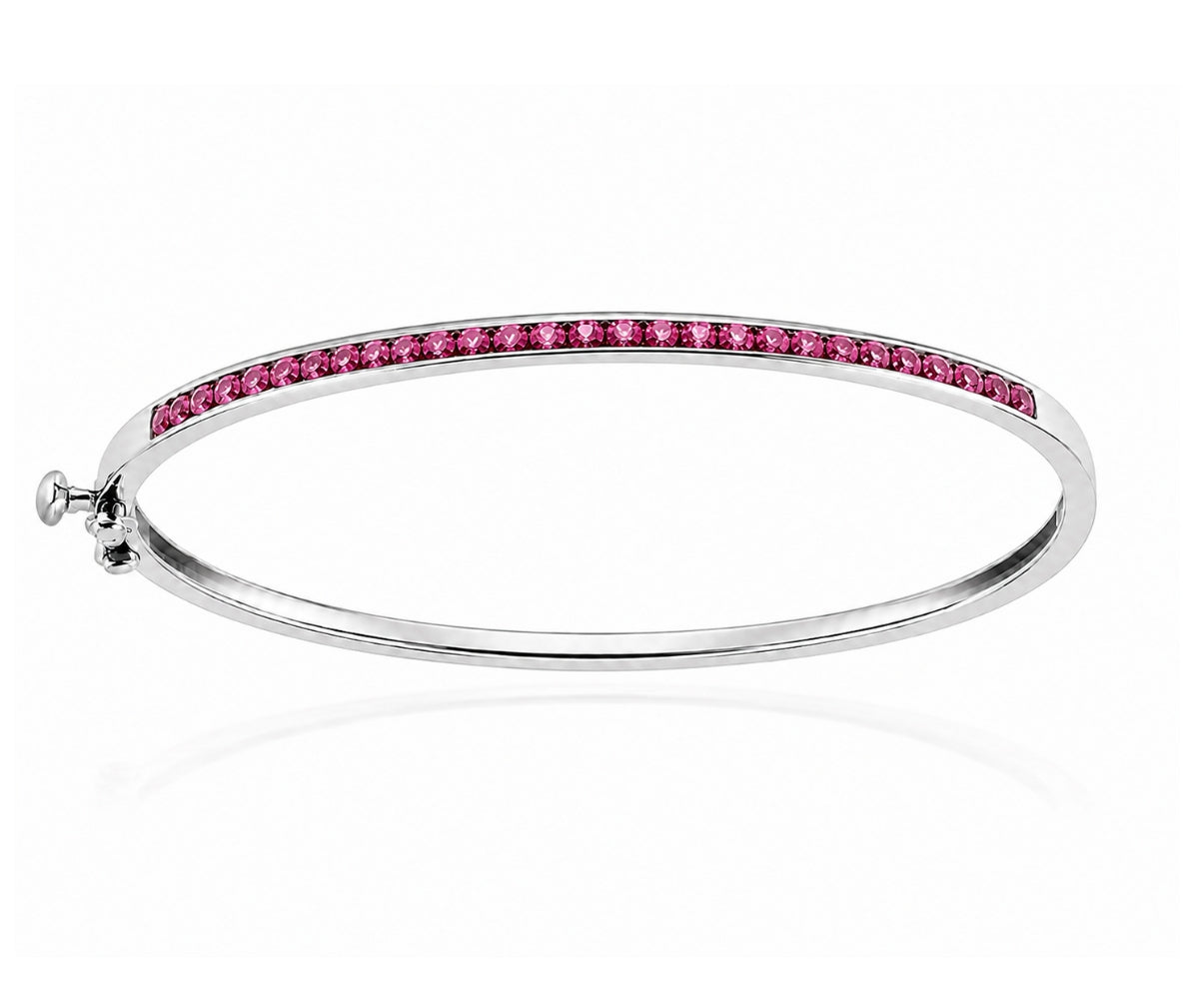 3.0 Carat 14k White Gold Pink Sapphire Bangle BANG03053