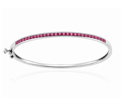 3.0 Carat 14k White Gold Pink Sapphire Bangle BANG03053