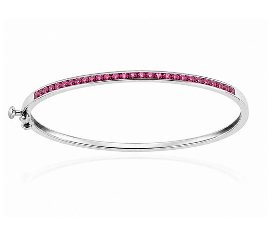 3.0 Carat 14k White Gold Pink Sapphire Bangle BANG03053