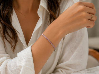 3.0 Carat 14k White Gold Pink Sapphire Bangle BANG03053