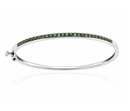 3.00 Carat 14k White Gold Green Sapphire Bangle  BANG03054