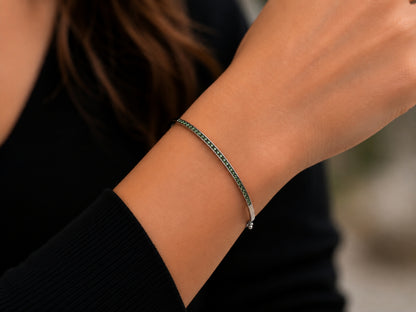 3.00 Carat 14k White Gold Green Sapphire Bangle  BANG03054