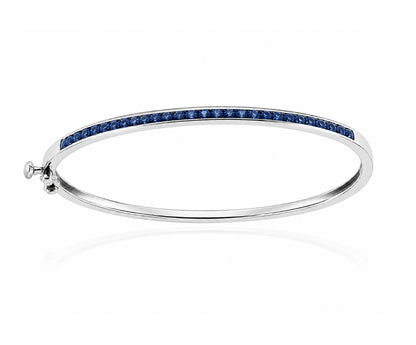 3.0 Carat 14k White Gold Blue Sapphire Bangle BANG03055