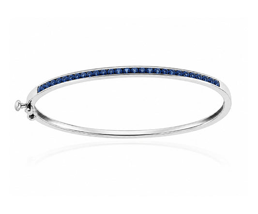 3.0 Carat 14k White Gold Blue Sapphire Bangle BANG03055