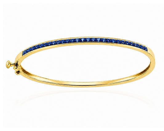 3.00 Carat 14k Yellow Gold Blue Sapphire Bangle BANG03055Y