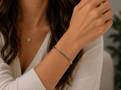 3.00 Carat 14k Yellow Gold Blue Sapphire Bangle BANG03055Y
