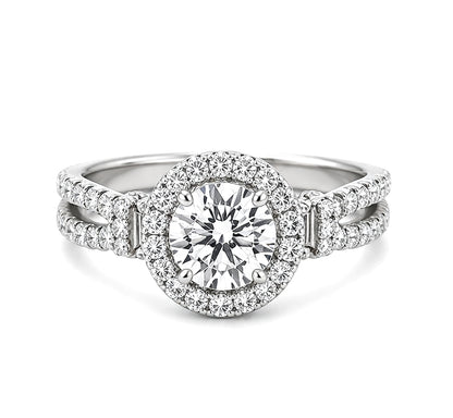 Round Cut Halo Bauble Band Engagement Ring, ER1011