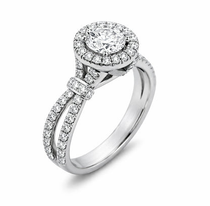 Round Cut Halo Bauble Band Engagement Ring, ER1011