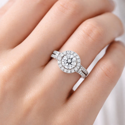 Round Cut Halo Bauble Band Engagement Ring, ER1011