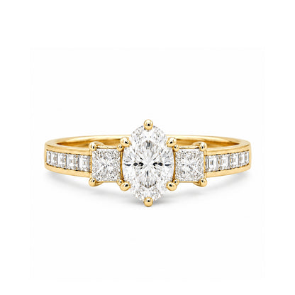 14K Yellow Gold Vintage Inspired 3-Stone Ring, ER1152