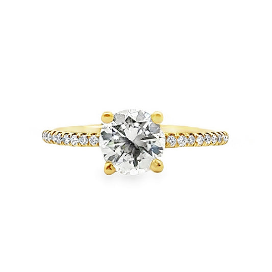 18K Yellow Gold 4-Prong Engagement Ring with Round Cut Center Stone-ER1165