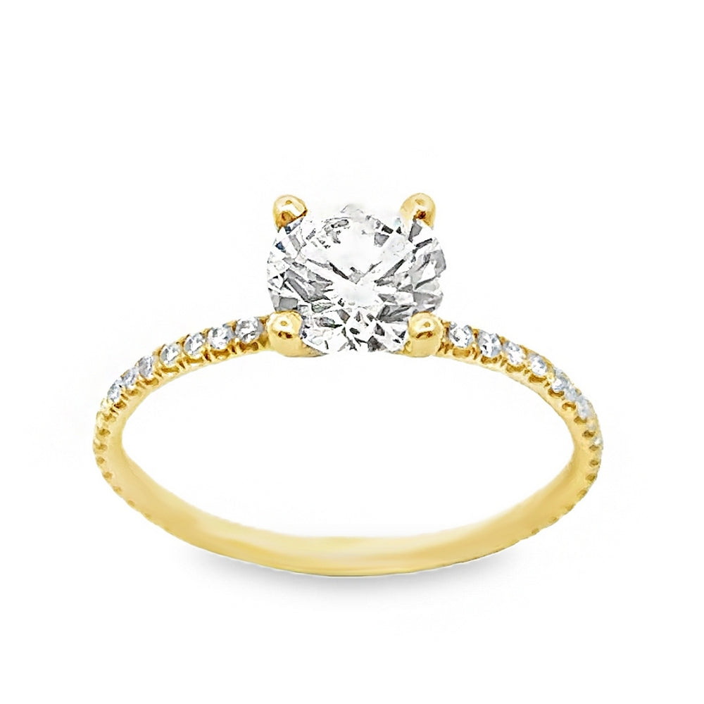 18K Yellow Gold 4-Prong Engagement Ring with Round Cut Center Stone-ER1165