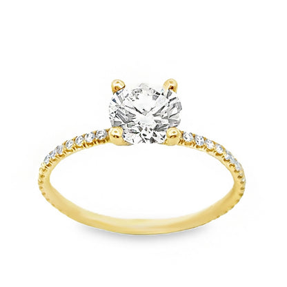 18K Yellow Gold 4-Prong Engagement Ring with Round Cut Center Stone-ER1165