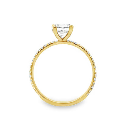 18K Yellow Gold 4-Prong Engagement Ring with Round Cut Center Stone-ER1165