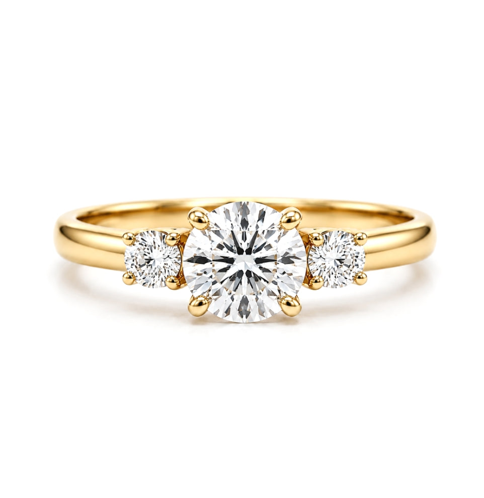 Three-Stone Diamond Ring 14K Yellow Gold, ER1175