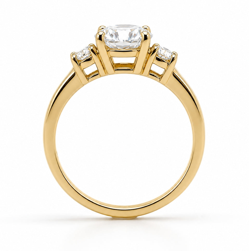 Three-Stone Diamond Ring 14K Yellow Gold, ER1175