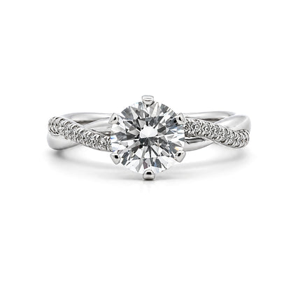 14K White Gold Twisted Band Engagement Ring, ER1184