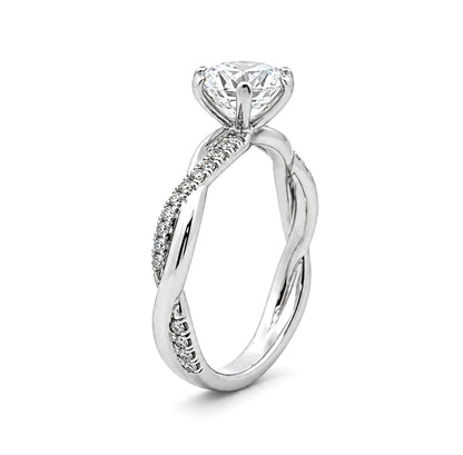 14K White Gold Twisted Band Engagement Ring, ER1184