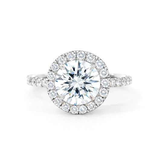 18K White Gold Round Cut Halo Engagement Ring, ER1234