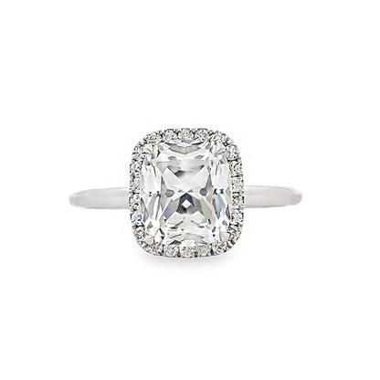 18K White Gold Halo Engagement Ring With Cushion Cut Center Stone -ER1240