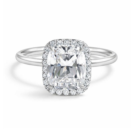 18K White Gold Radiant Cut Halo Engagement Ring, ER1240
