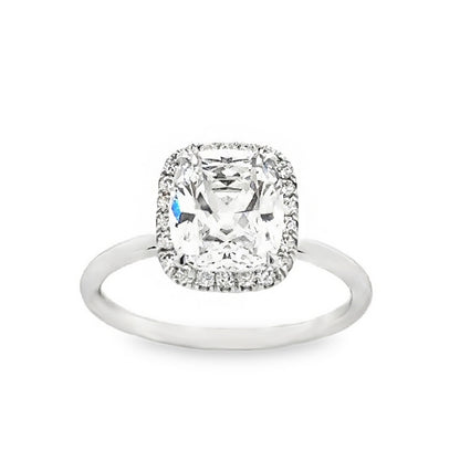 18K White Gold Halo Engagement Ring With Cushion Cut Center Stone -ER1240