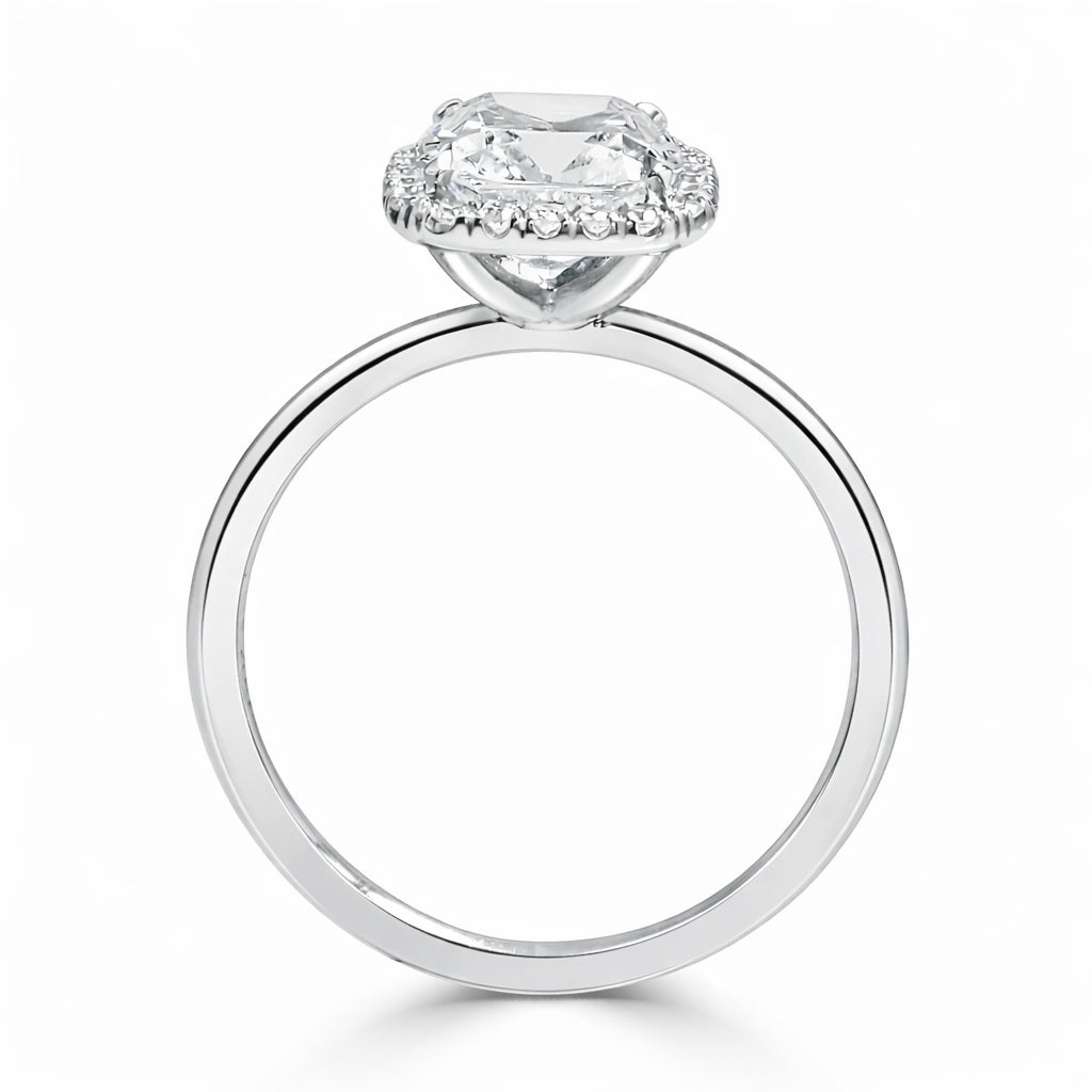 18K White Gold Radiant Cut Halo Engagement Ring, ER1240