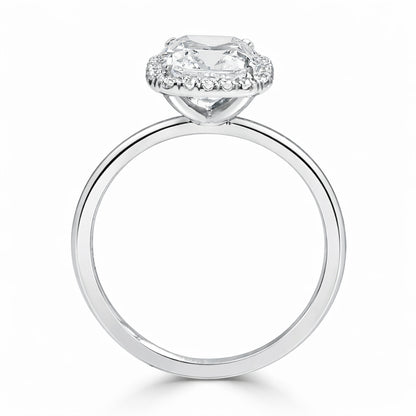 18K White Gold Radiant Cut Halo Engagement Ring, ER1240