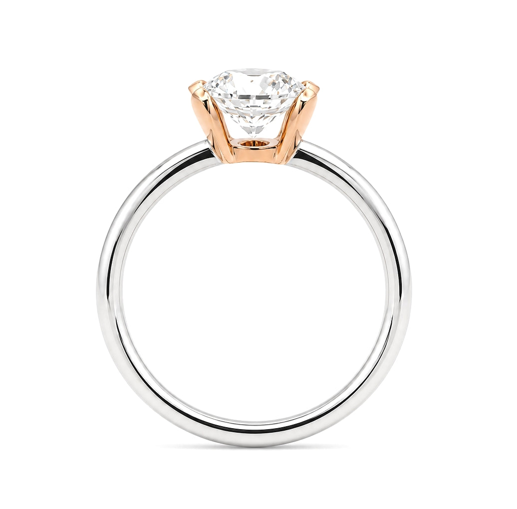 Modern Half-Bezel 2-Tone Solitaire Ring with Round Diamond, ER1245
