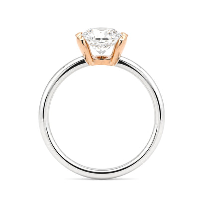 Modern Half-Bezel 2-Tone Solitaire Ring with Round Diamond, ER1245