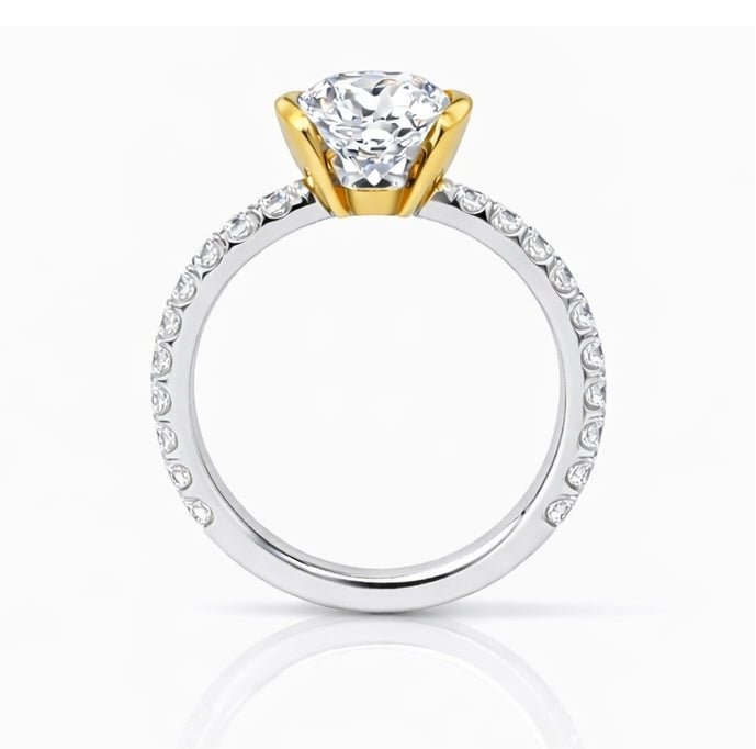 Half Bezel Round Cut Engagement Ring 2mm, ER1248