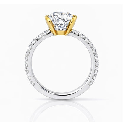 Half Bezel Round Cut Engagement Ring 2mm, ER1248