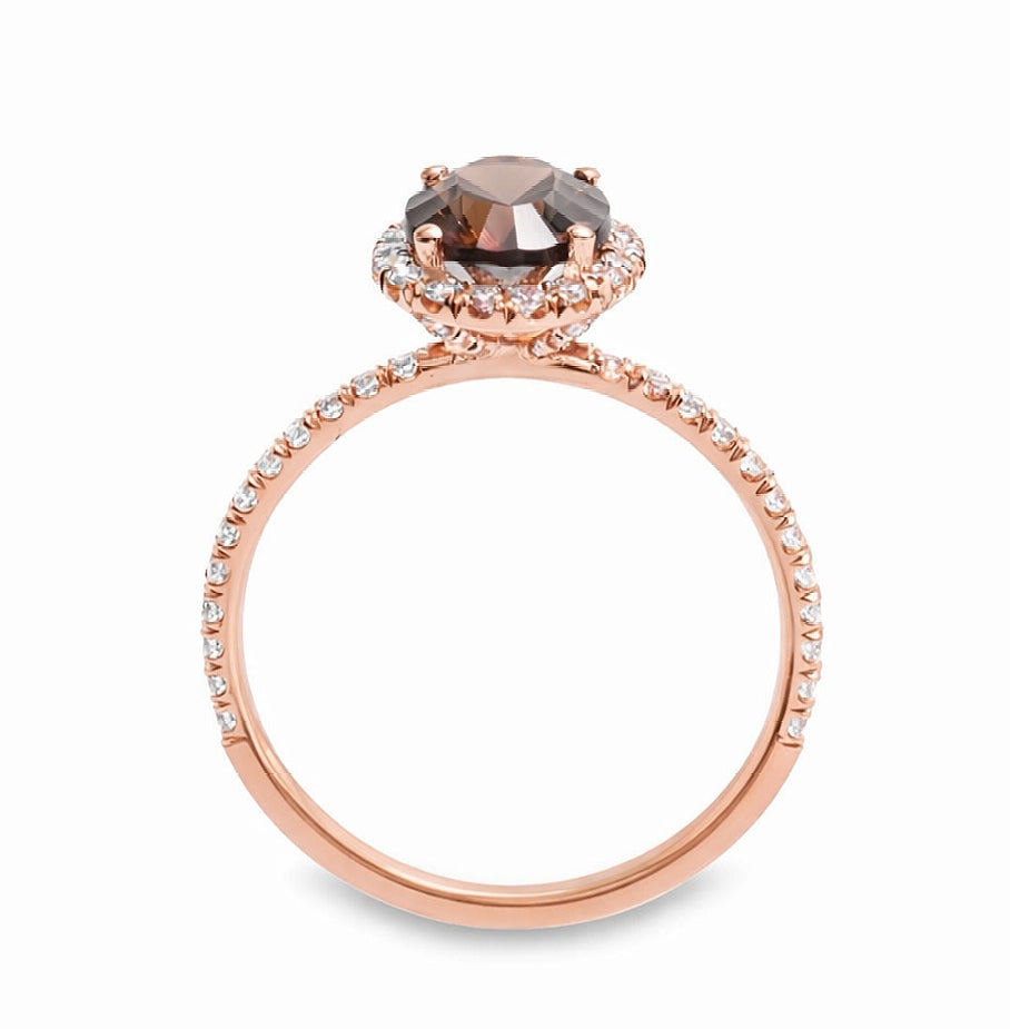 14K Rose Gold Smoky Quartz Halo Engagement Ring, ER1258