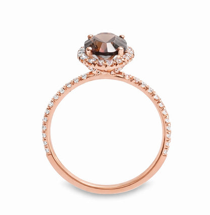 14K Rose Gold Smoky Quartz Halo Engagement Ring, ER1258