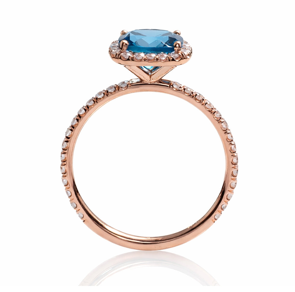 Cushion Cut Sapphire Halo Engagement Ring, ER1273