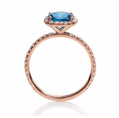Cushion Cut Sapphire Halo Engagement Ring, ER1273