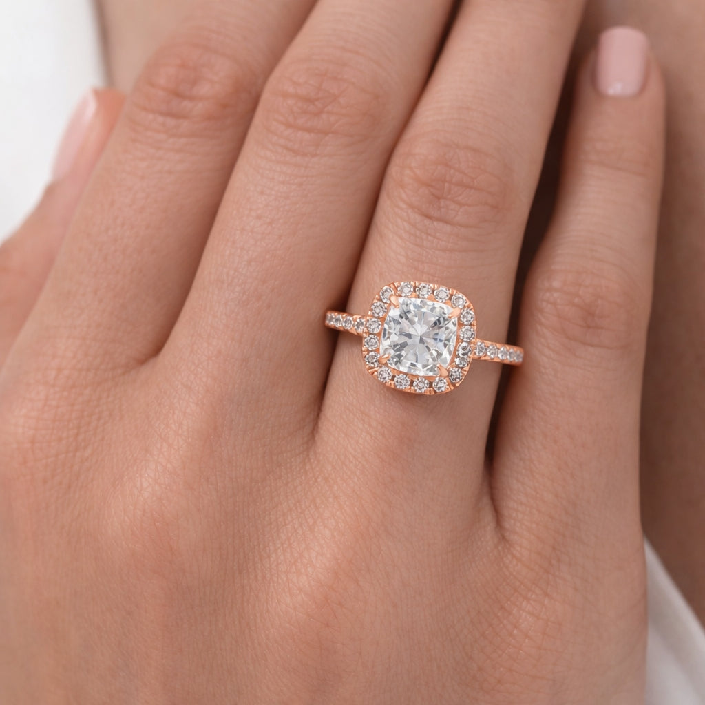 Cushion Cut Halo Engagement Ring, ER1274