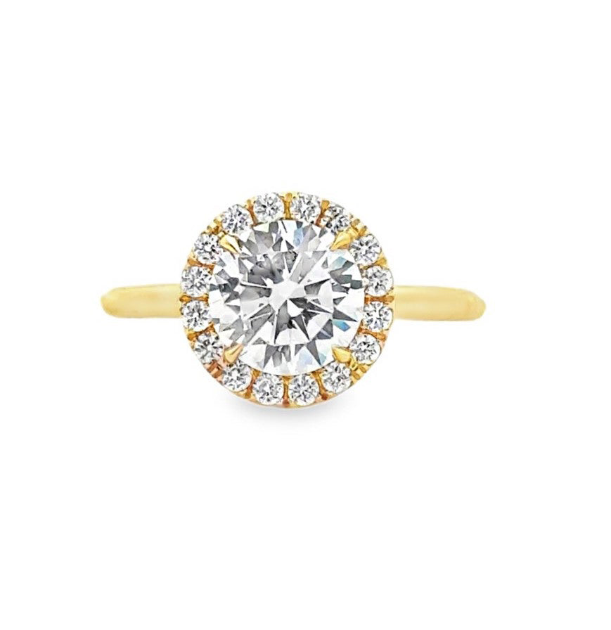18K Yellow Gold Halo Engagement Ring With A Round Cut Center Stone -ER1285