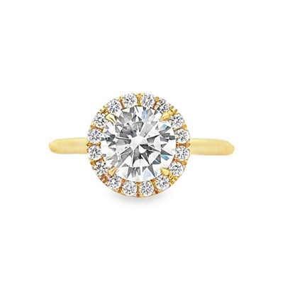 18K Yellow Gold Halo Engagement Ring With A Round Cut Center Stone -ER1285