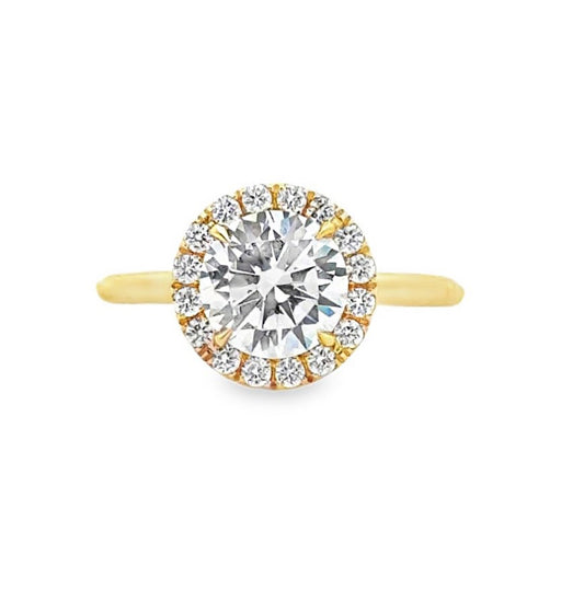 18K Yellow Gold Halo Engagement Ring With A Round Cut Center Stone -ER1285