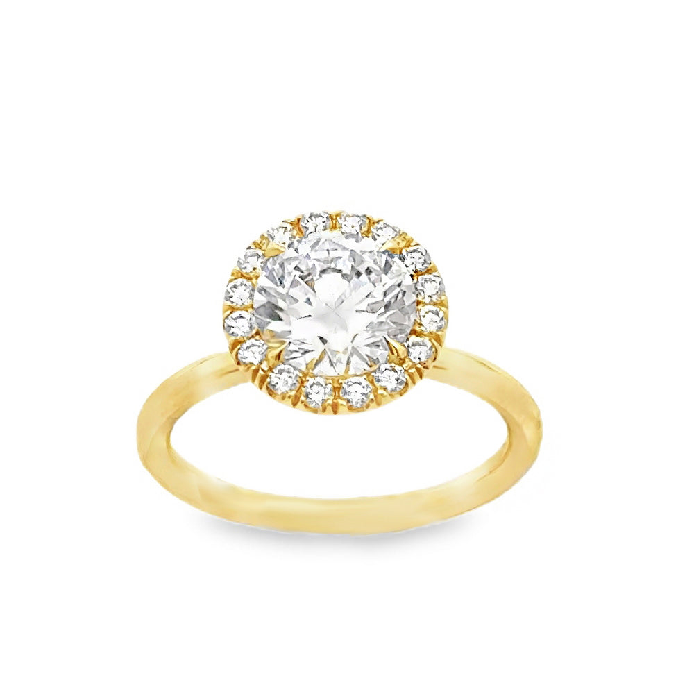 18K Yellow Gold Halo Engagement Ring With A Round Cut Center Stone -ER1285