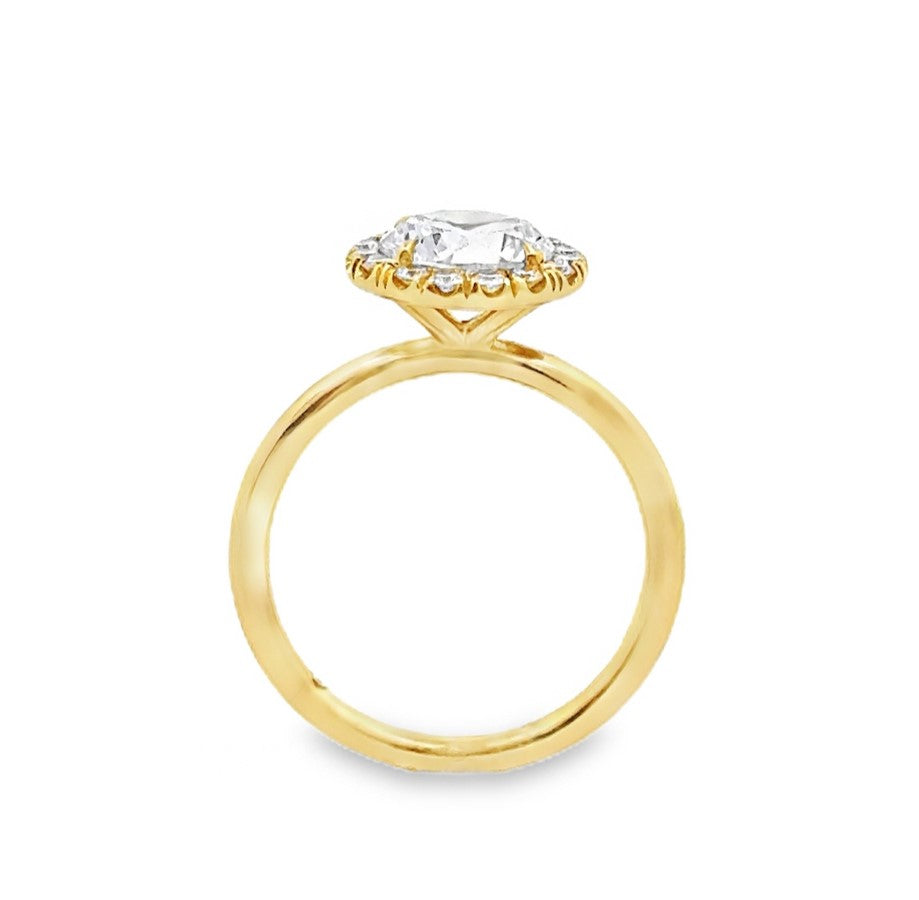 18K Yellow Gold Halo Engagement Ring With A Round Cut Center Stone -ER1285
