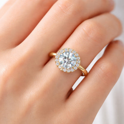 Round Cut Halo Engagement Ring 1.5mm Band, ER1285