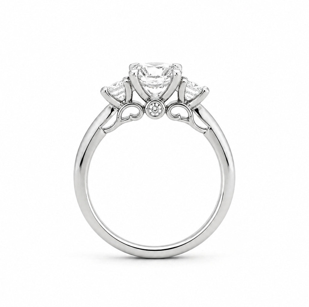 Three-Stone Vintage Inspired Engagement Ring, ER1289