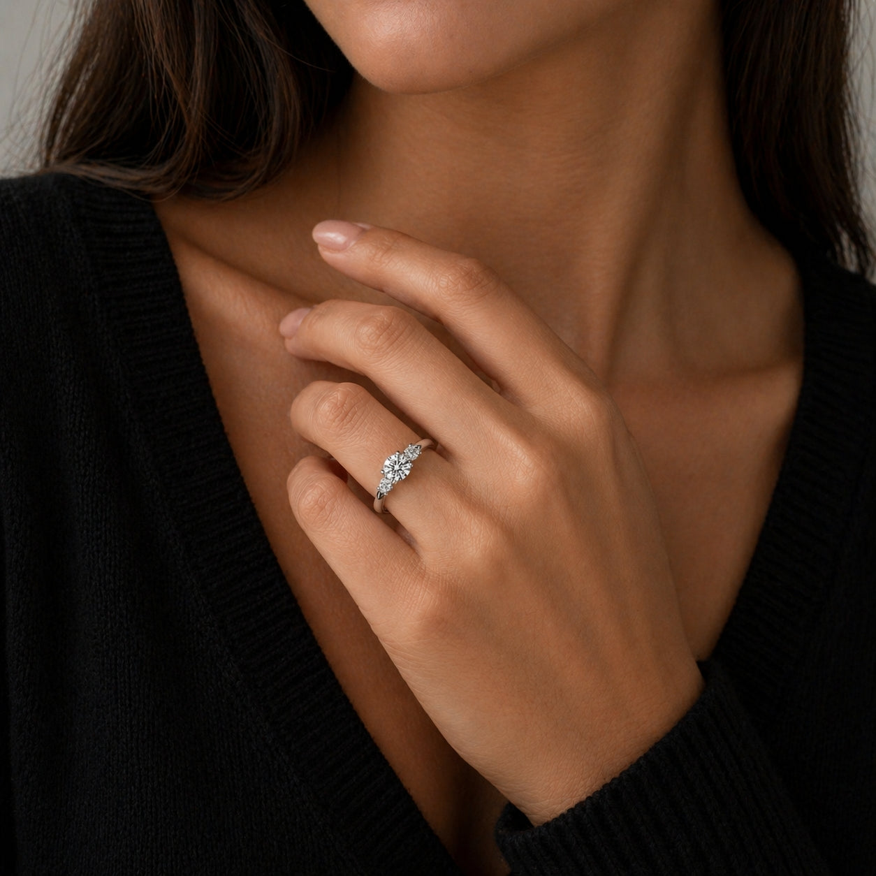 Three-Stone Vintage Inspired Engagement Ring, ER1289